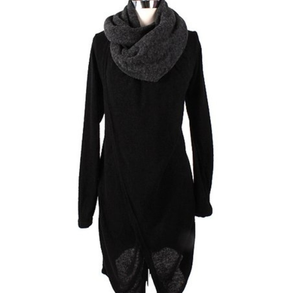 Luna Claire Black and Charcoal drape sweater